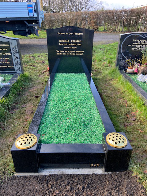 MB133 black granite full kerb memorial