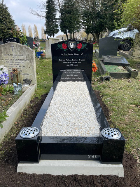 MB132 black granite full kerb memorial