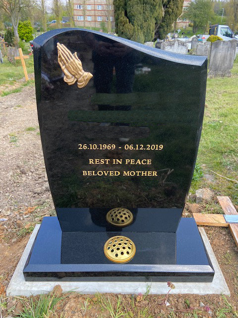 MB110 black granite headstone