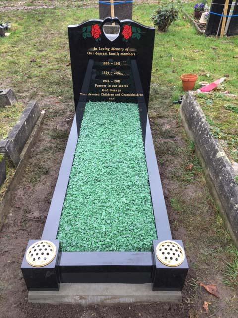  black granite pierced heart memorial