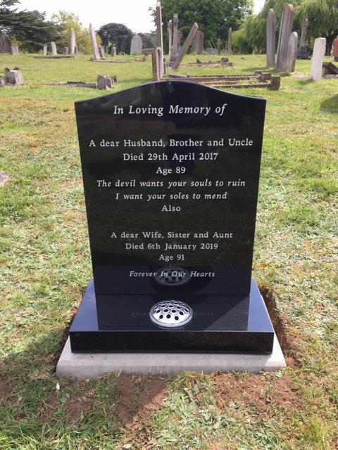 black granite large headstone and base