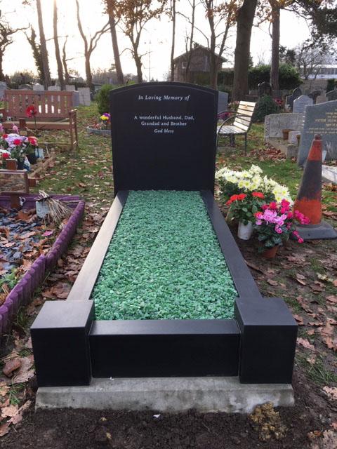 honed black granite full kerb memorial