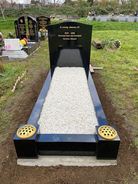 MB-133 full kerb memorial in black granite