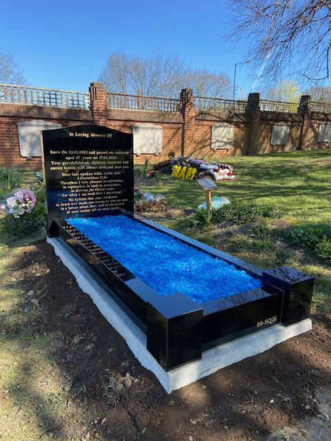 MB133 black granite full kerb memorial