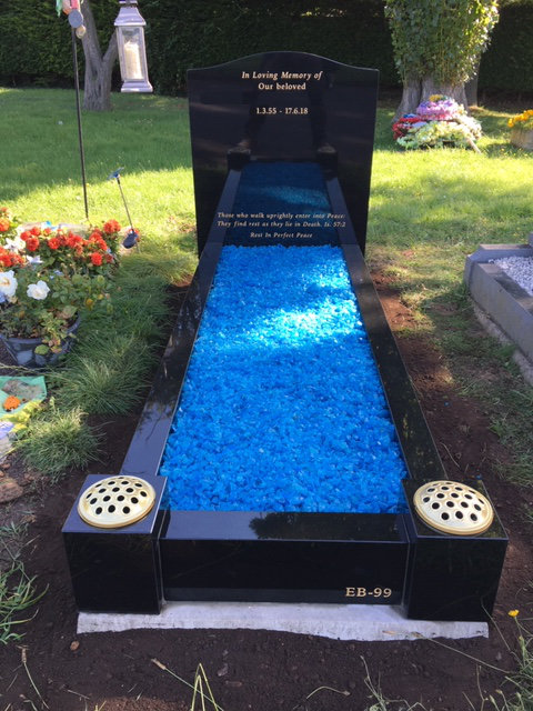 MB-133 in black granite full kerb memorial