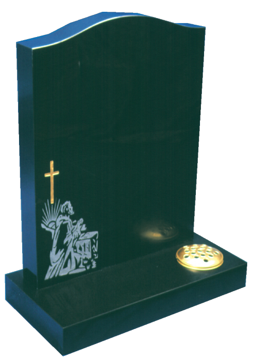 Granite Headstone - Sandblasted Shepherd & cross design