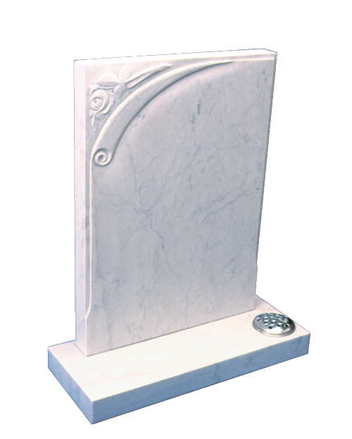 Marble Headstone - Carved scroll and rose design