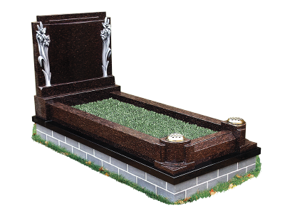 Exclusive Granite Kerb Surround - Thai brown carved headstone