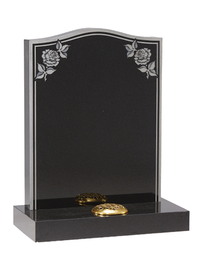 Granite Headstone - Sandblast keyline & rose design