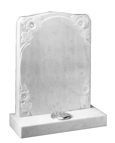 Marble Headstone - Carved roses around oval panel