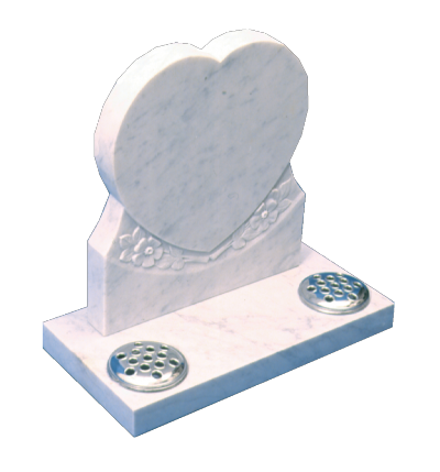 Marble Headstone - Shaped and carved heart