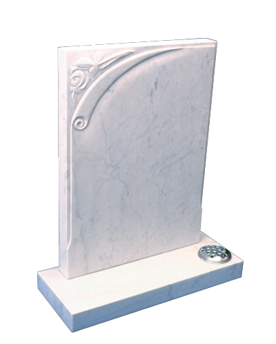 Marble Headstone - Carved scroll and rose design