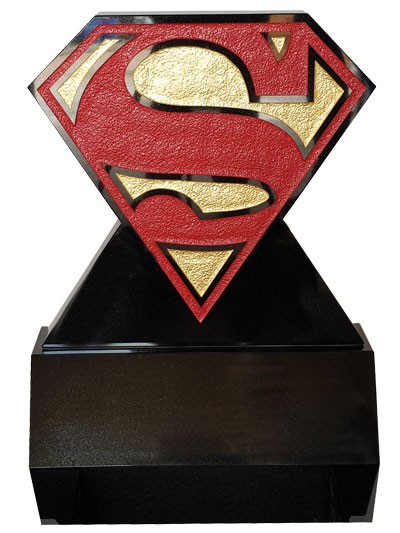 Children’s Memorials - Superman Headstone On A Wedge Block Base