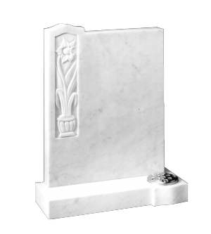 Marble Headstone - Hand carved daffodil