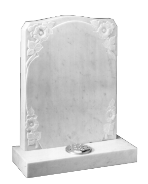 Marble Headstone - Carved roses around oval panel