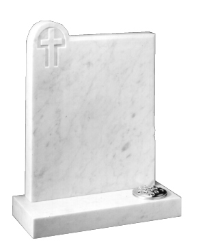 Marble Headstone - Carved inset cross design