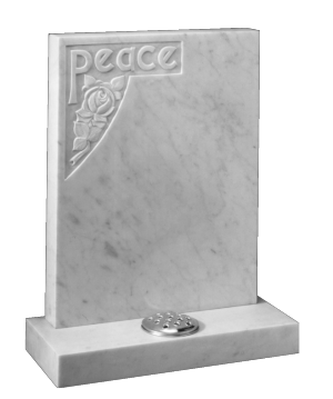 Marble Headstone - Hand carved &#39;Peace&#39; and rose design