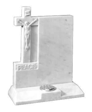 Marble Headstone - Hand carved cross and 'Jesus' design