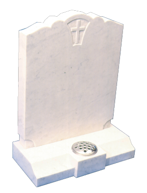 Marble Headstone - Curved top with inset cross in panel