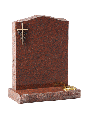 Granite Rustic Headstone - Bronze type cross